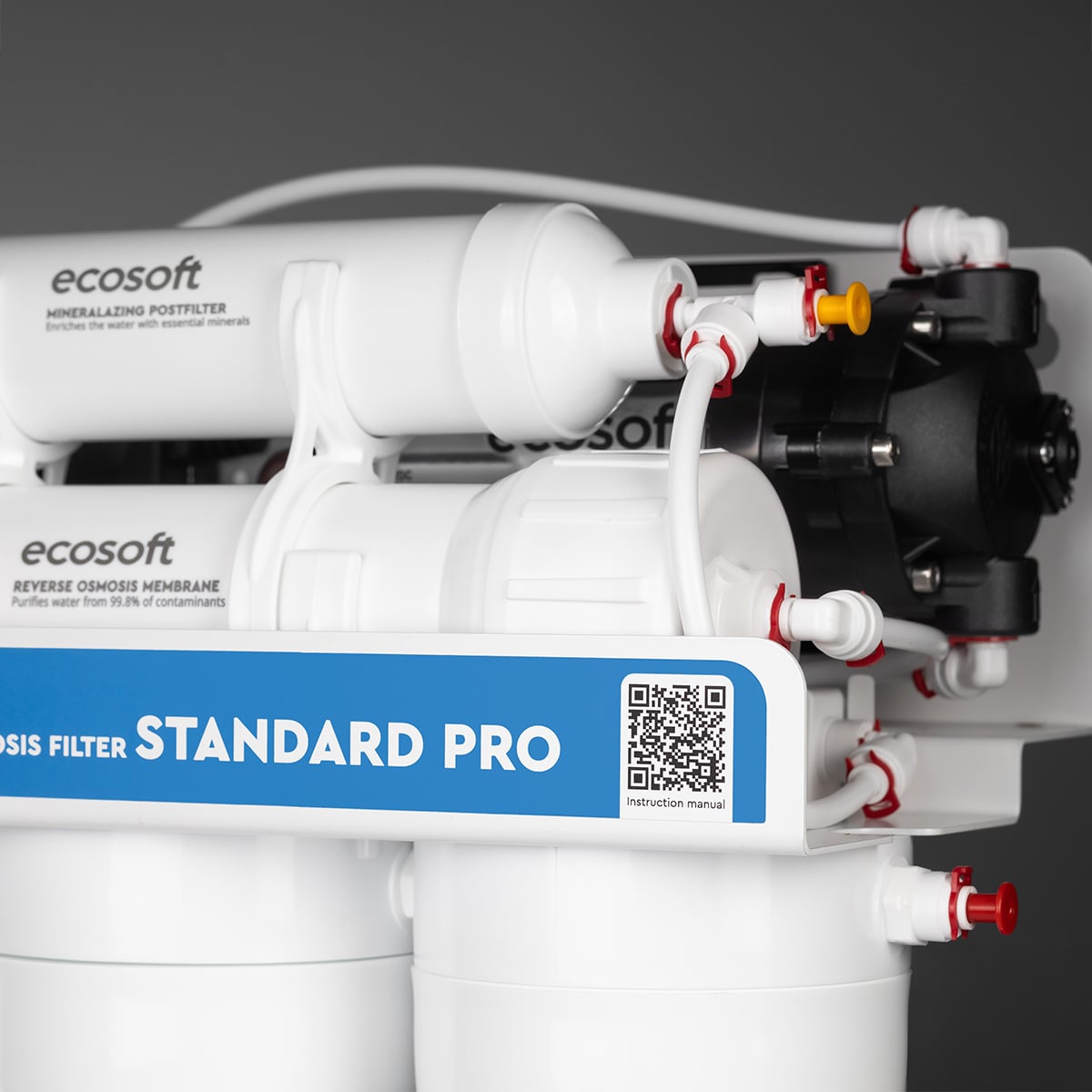 Standard PRO avec pompe et minéralisation MO550MPECOSTD — Détail des raccordements supérieurs