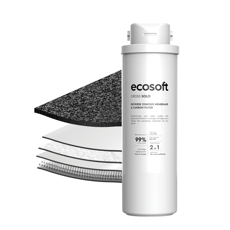 Membrane et charbon CROSS Solo CSVPDRO500 — Illustration des couches de filtration