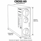Dessin coté CROSS 60 MO3400PECO : hauteur 43,5 cm, largeur 14 cm, profondeur 45,8 cm.