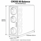 Dessin coté CROSS 90 Balance MO3600MPECO : hauteur 43,5 cm, largeur 14 cm, profondeur 45,8 cm.